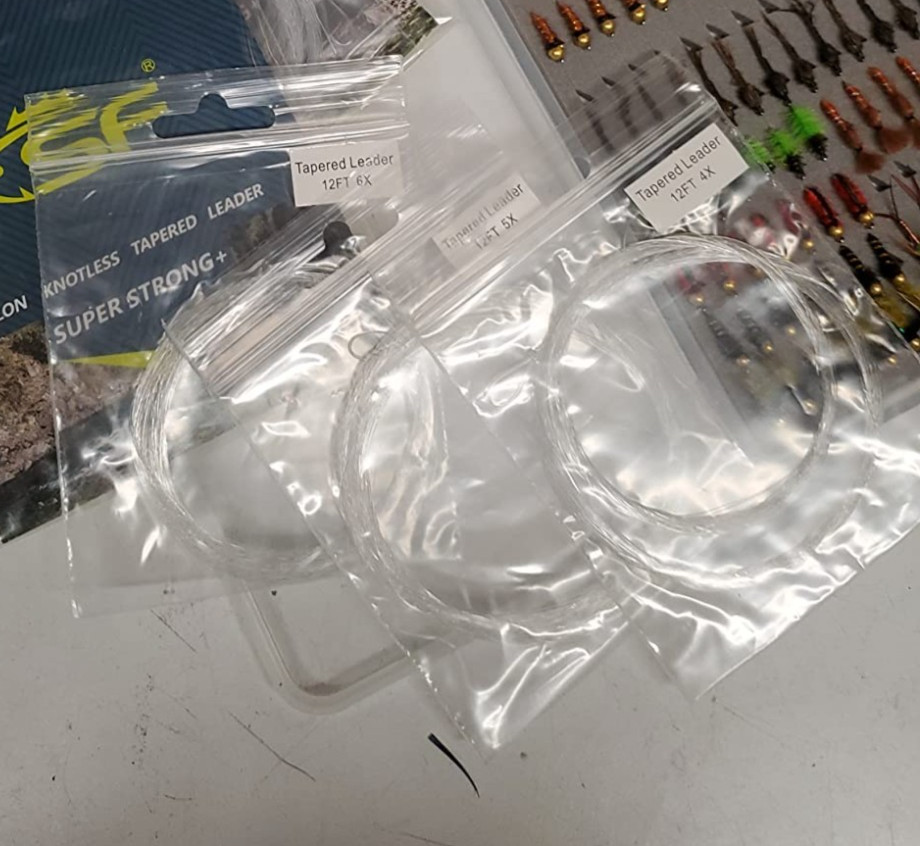 Pre Tied Loop Fly Fishing Tapered Leader Nylon Clear Trout Bass 7.5-15FT USA New