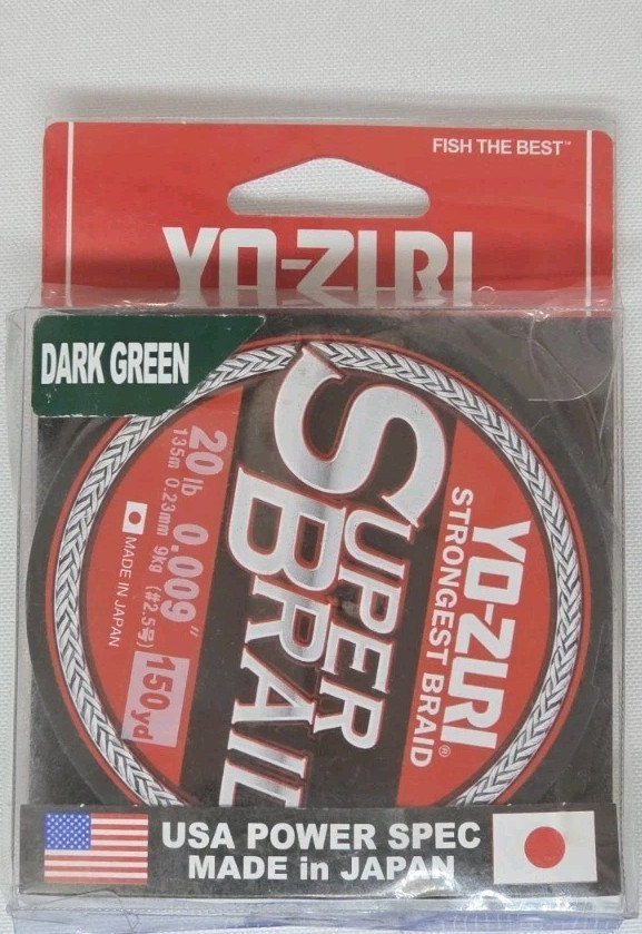 Yo-Zuri SuperBraid Dark Green 150 Yards 20 lb .009″ Fishing Line .23mm