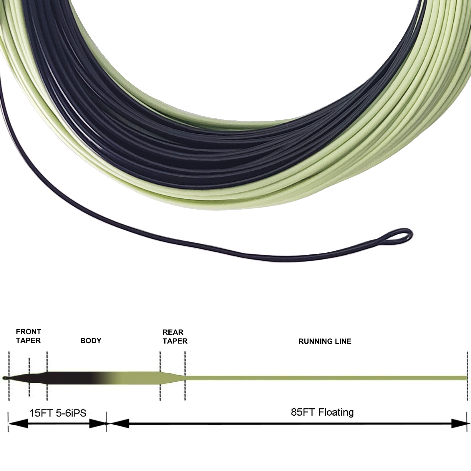 Aventik Sinking Tip Fly Line Full Fast Sinking Line With Welded Loop IPS 5-6