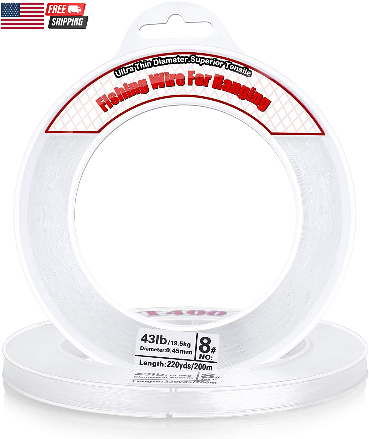 Clear Fishing Wire, 656FT Fishing Line Clear Invisible Hanging Wire Strong Nylo
