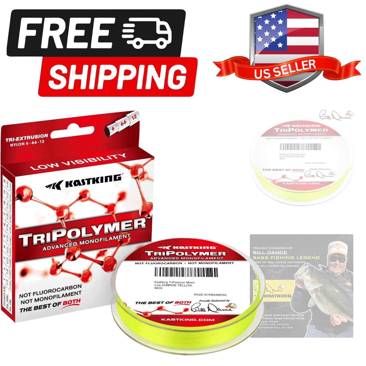 TriPolymer Advanced Monofilament Fishing Line, Low Light Refraction, Super Sm…
