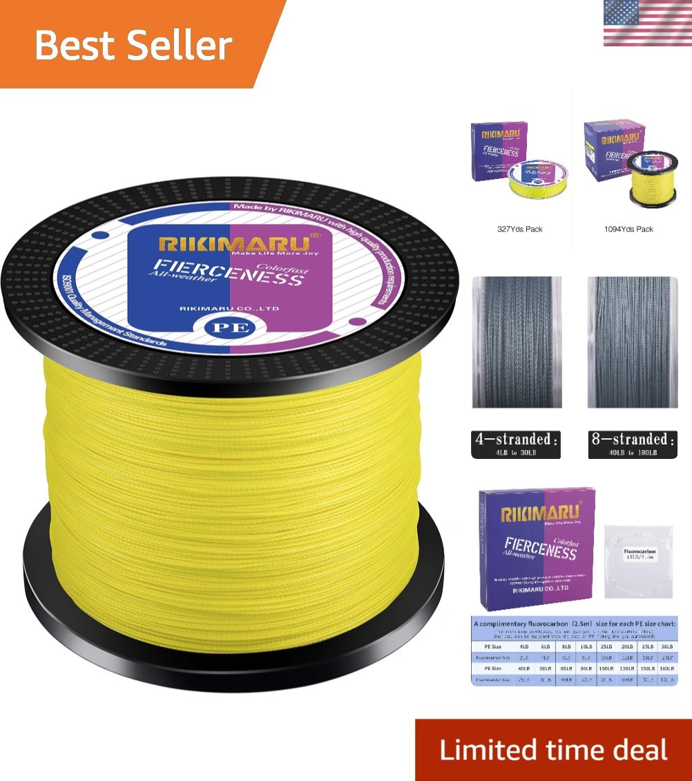 Precision Braided Line, 1094 Yards, Zero Stretch, Perfect for All-Water Fishing