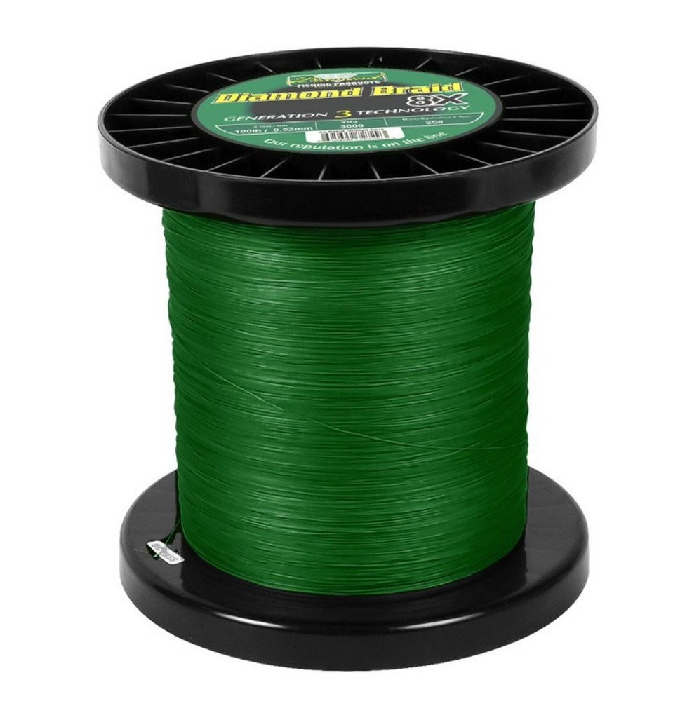 Diamond Fishing Products Braid Gen3 Solid 8X Line 50lb Spool Drk Grn 300yd 72625