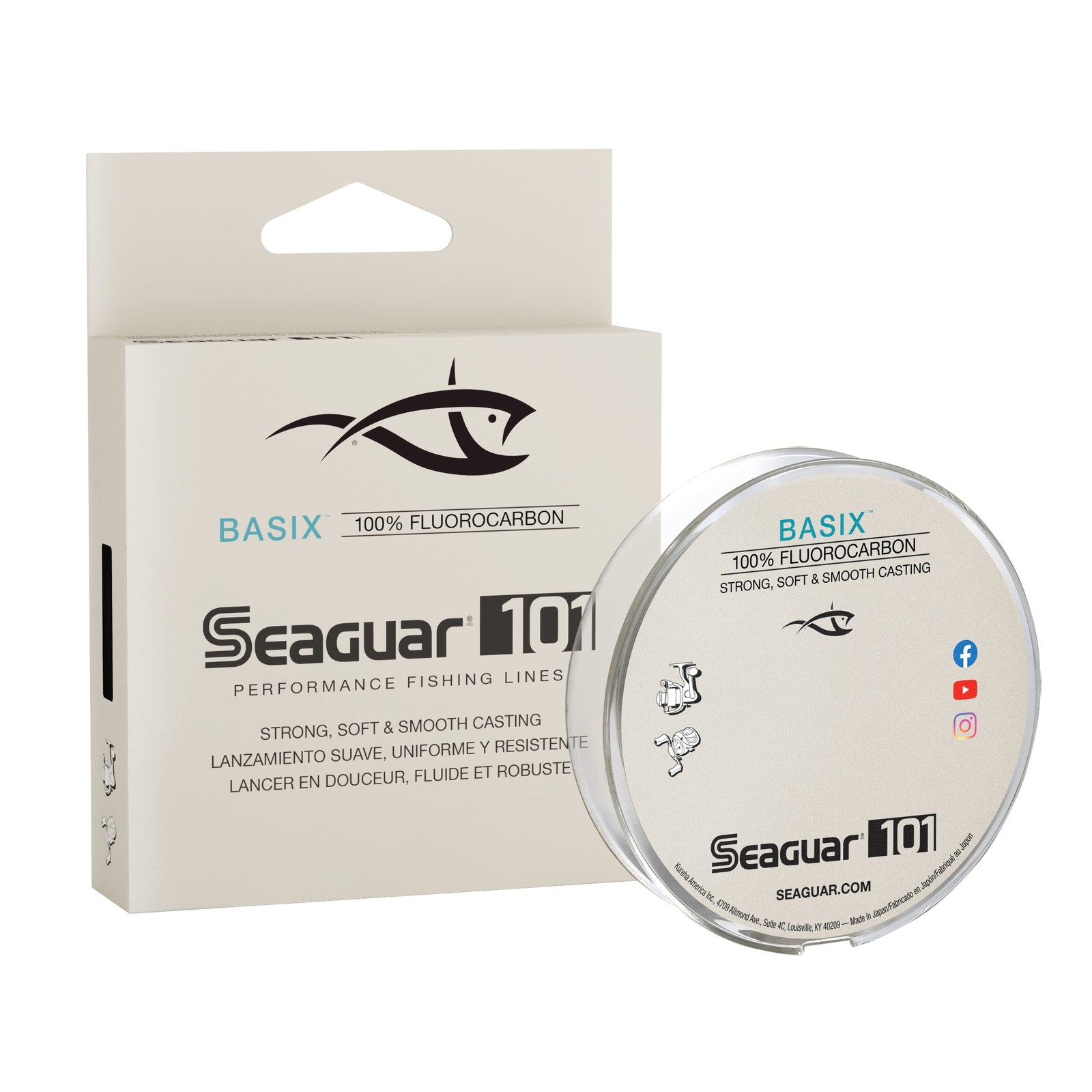 101 Basix 100% Fluorocarbon Fishing Line, 200Yds, 15Lbs Line/Weight, Clear 1…