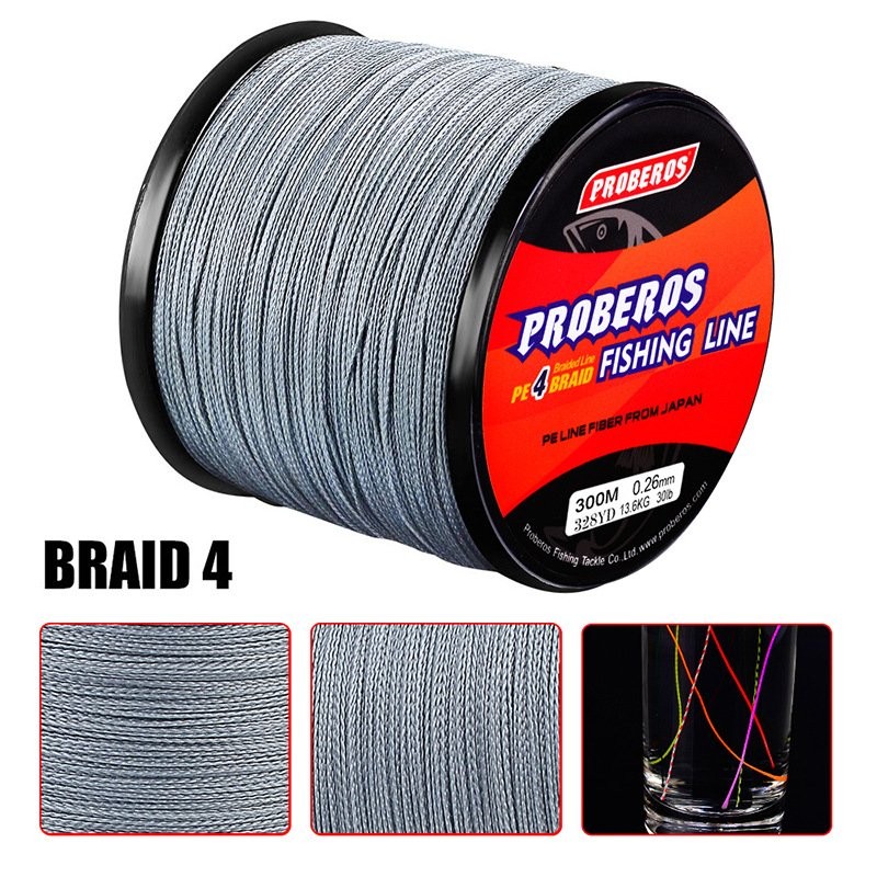300M PE Spectra Braided Fishing Line 4 Strands Multifilament 6LB-100LB 1 Roll