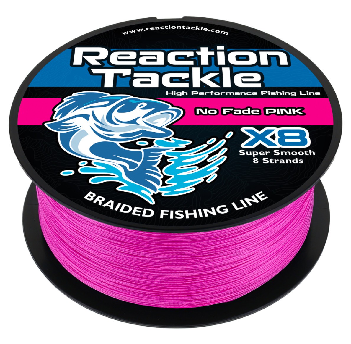 Reaction Tackle High Performance Braided Fishing Line – X8 No Fade Pink