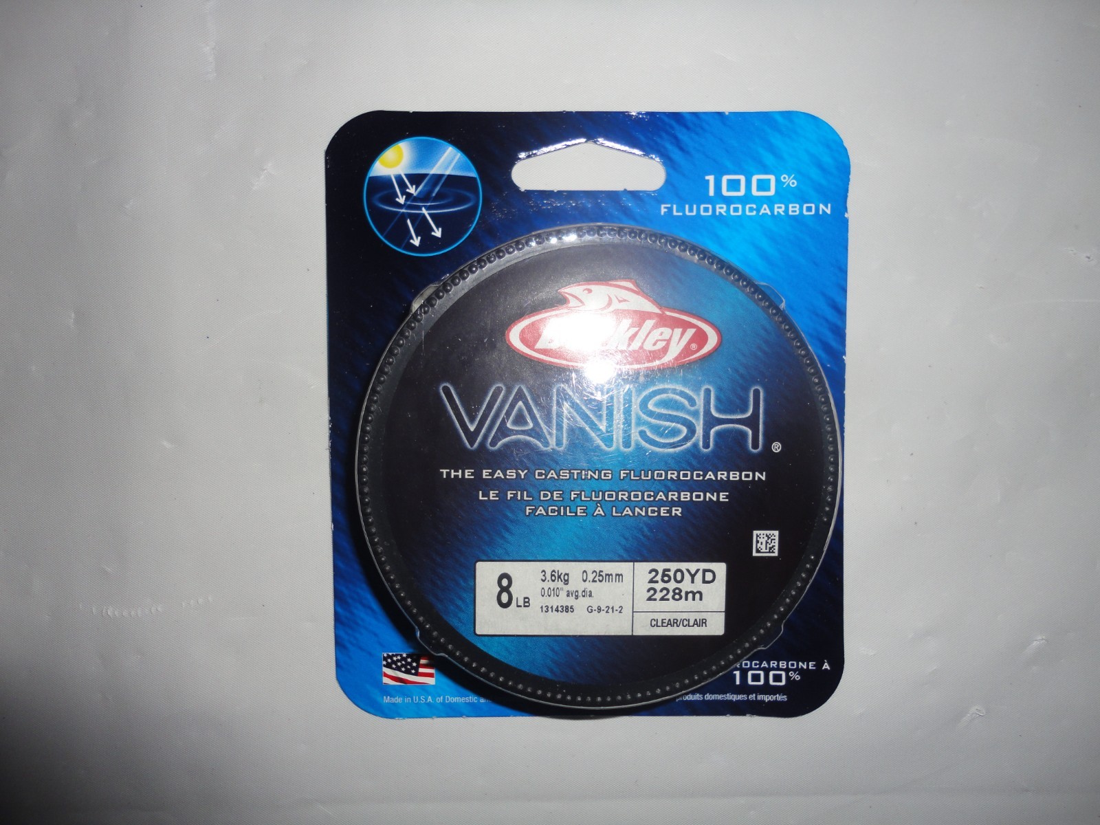 BERKLEY VANISH- Easy Casting 100% Fluorocarbon, 8LB, 250 yd