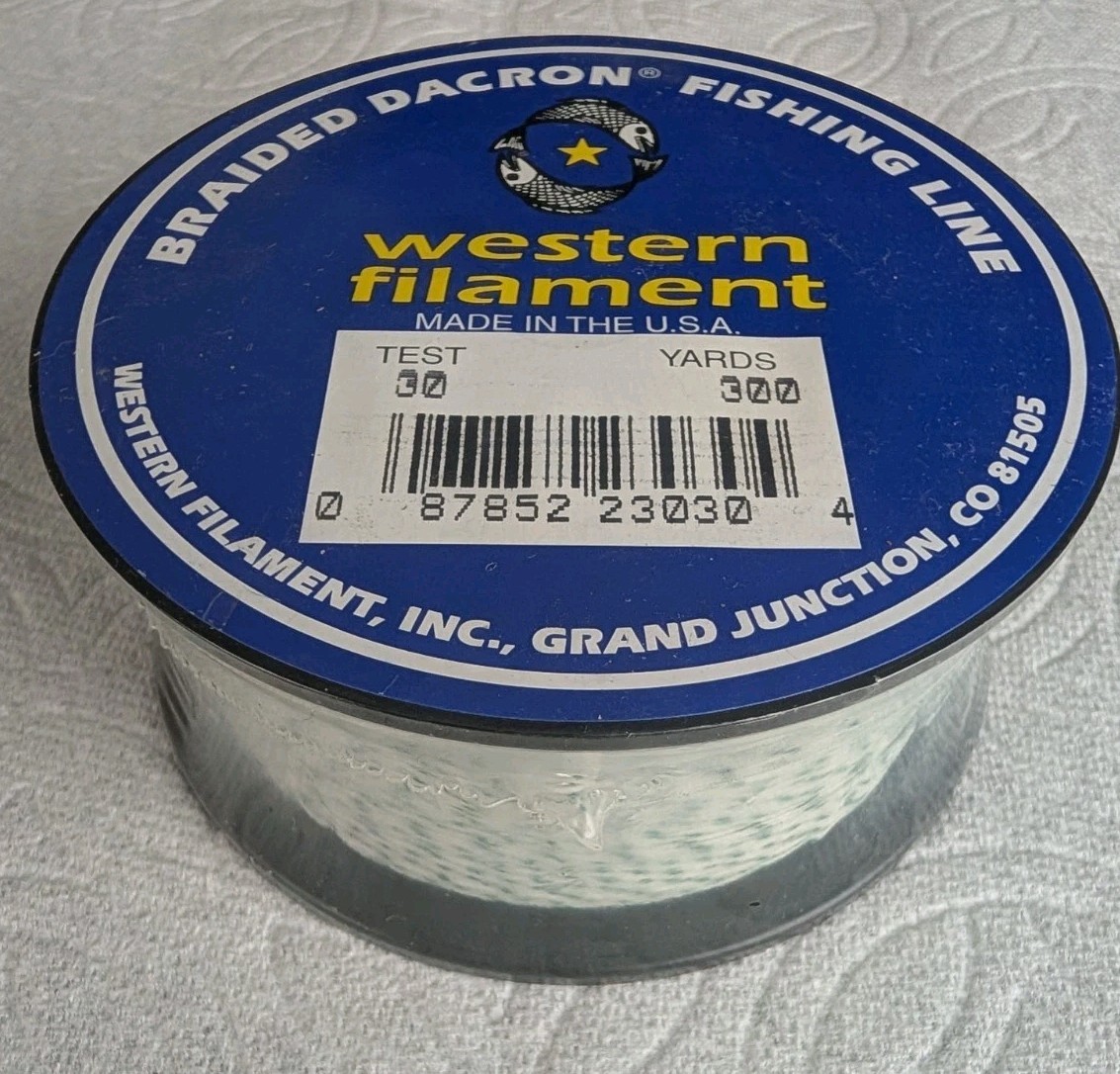 Western Filament Braided Dacron Fishing Line 30 Lb. Test 300 Yd. Made In USA NOS