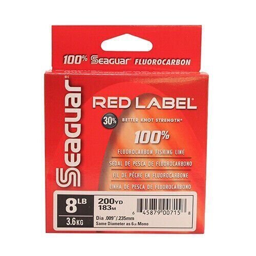 Seaguar Red Label 100% Fluorocarbon Main Fishing Line 200yd 8lb Clear 08RM250