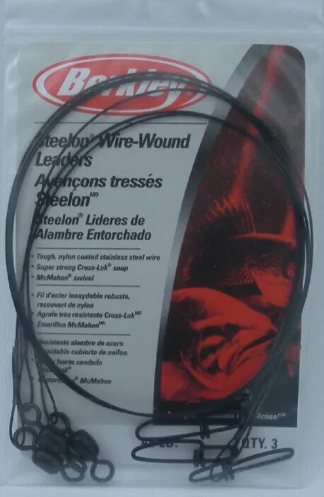 Berkley Leaders Steelon Wire Wound Leader 6″ 30lb 3 Per Pack NEW Black 3W630BL