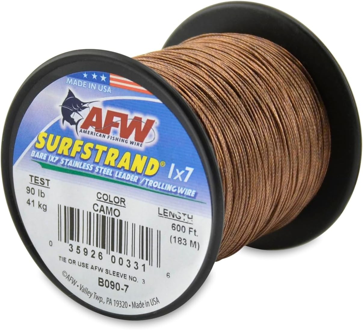 Surfstrand Bare 1×7 90lb Fishing Leader Wire – Camo, 600ft for Saltwater