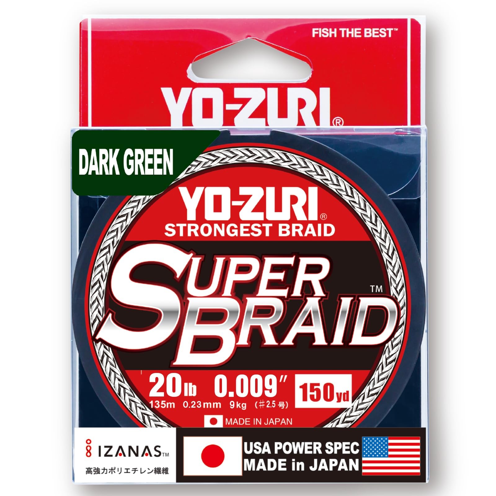 Yo-Zuri Super Braid 150 Yard Spool Dark Green 20LB