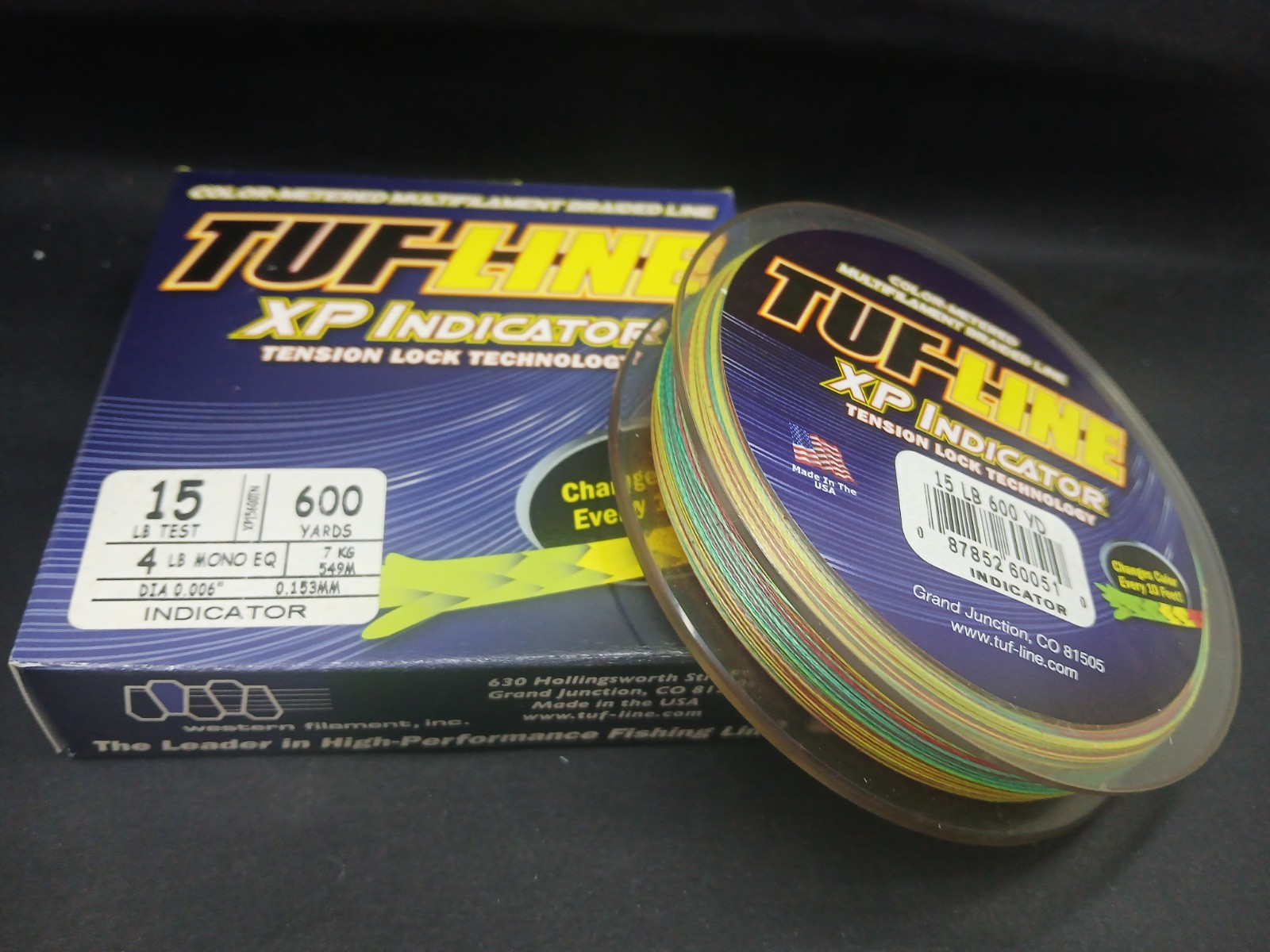 1pk 600yds Tuf Line XP Indicator Braided Fishing Line Change colour Every 10m