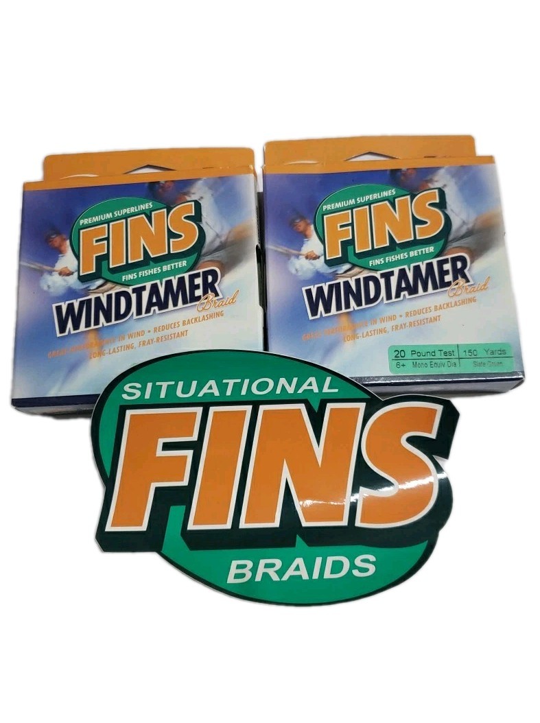 Lot Of 2 -Spectra FINS Windtamer 20lb X 150 Yard Fishing Line Green Braid