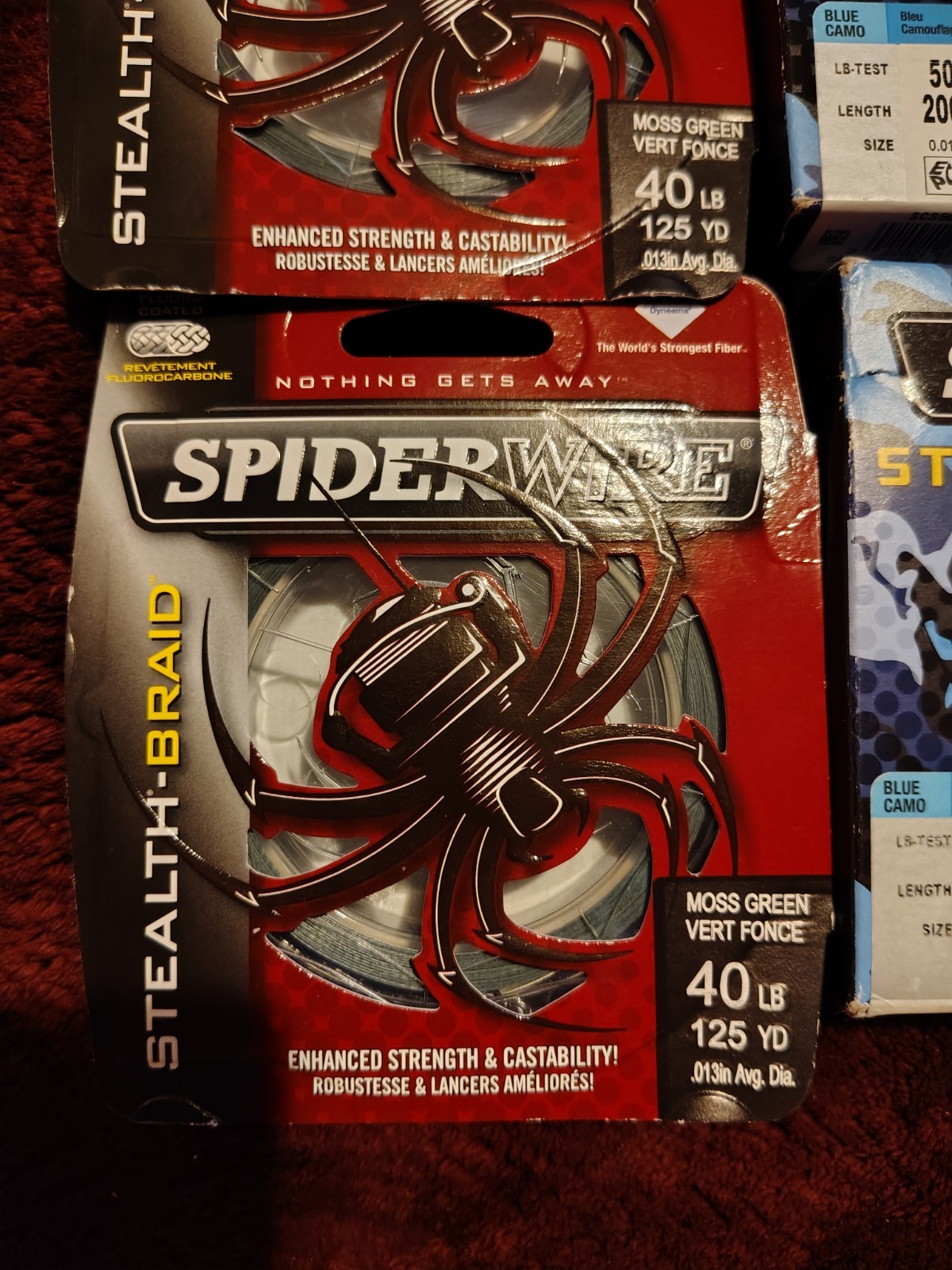 Lot Of 4 Spider Wire Fishing Line 125yd 200yd Stealth Blue Camo Braid 40lb 50lb