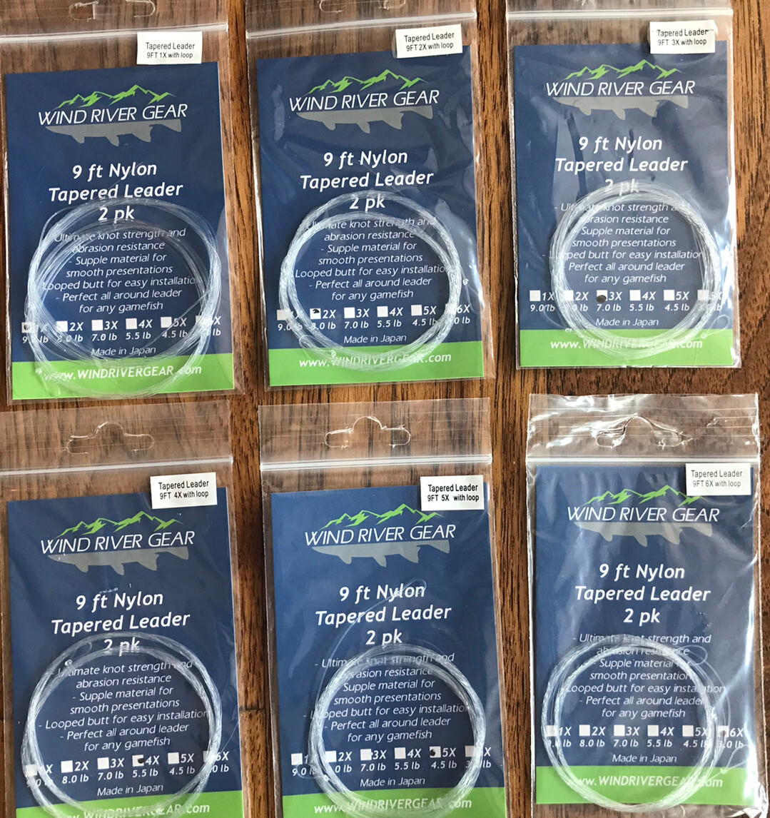 2 Pack of Nylon Fly Fishing Leaders with or without Loop-Tapered Leader-1X to 6X