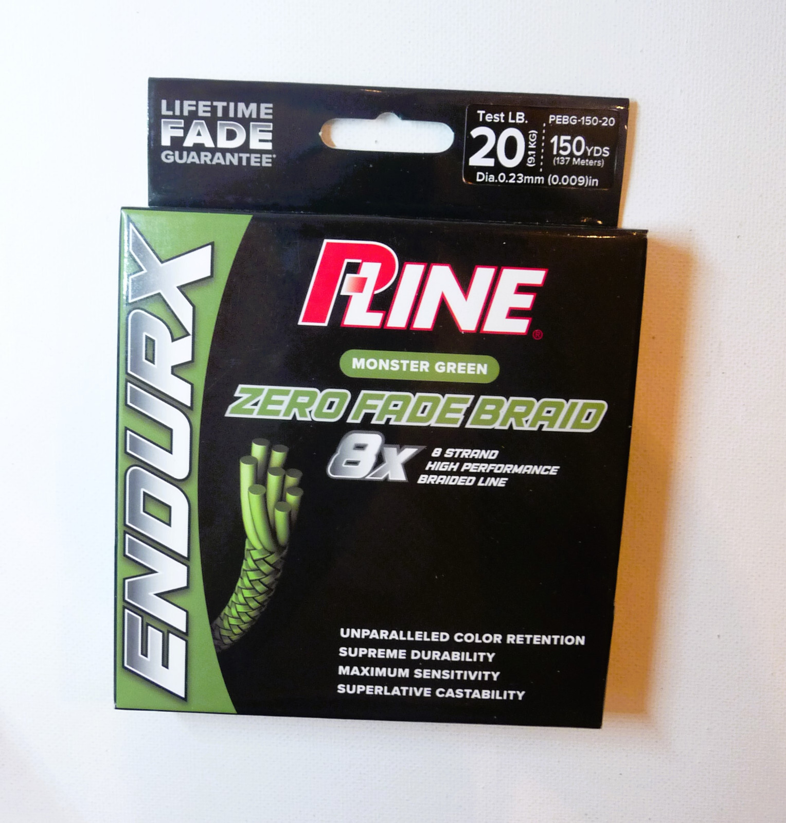 P-Line Endurx Zero Fade Braided Fishing Line – 20lb, Monster Green, 150yds