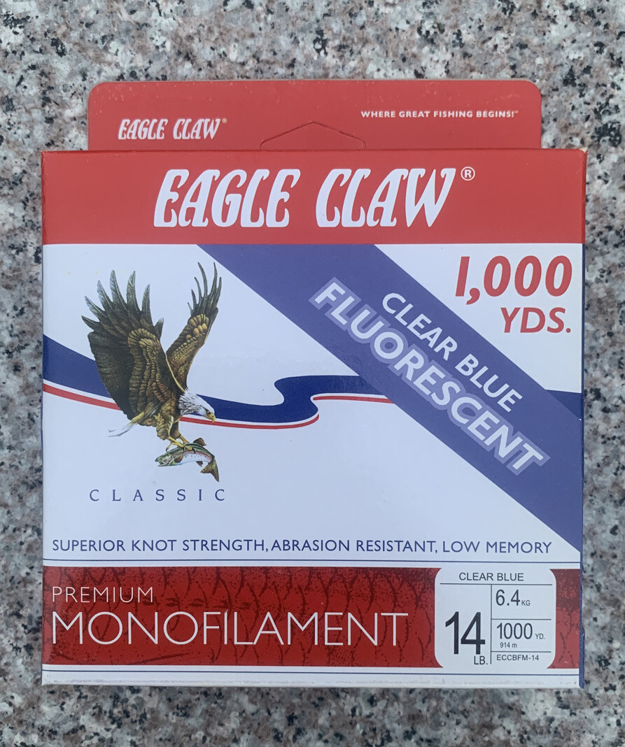 Eagle Claw Premium Monofilament Clear Blue Fluorescent 1000 YD 14 LB