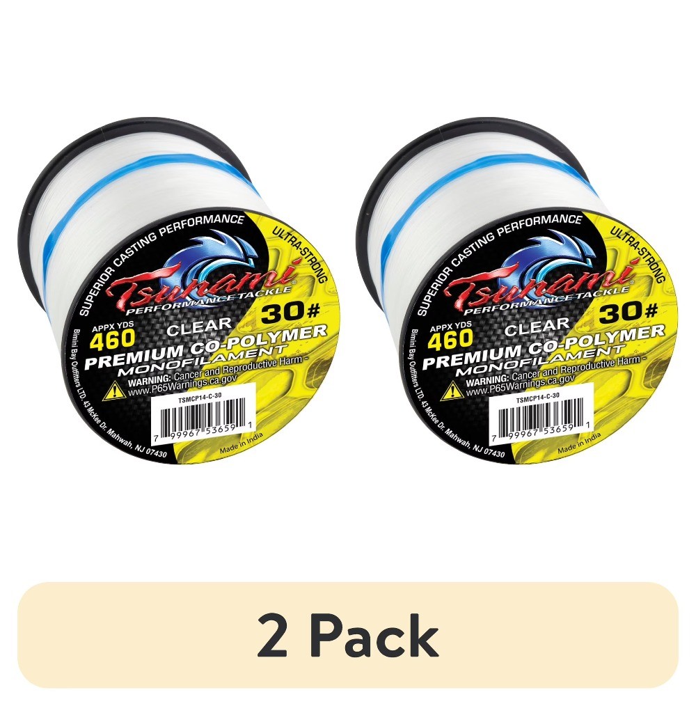 (2 pack) Tackle Premium Co-Polymer Monofilament Fishing Line, 30 lb Test, 460 ft