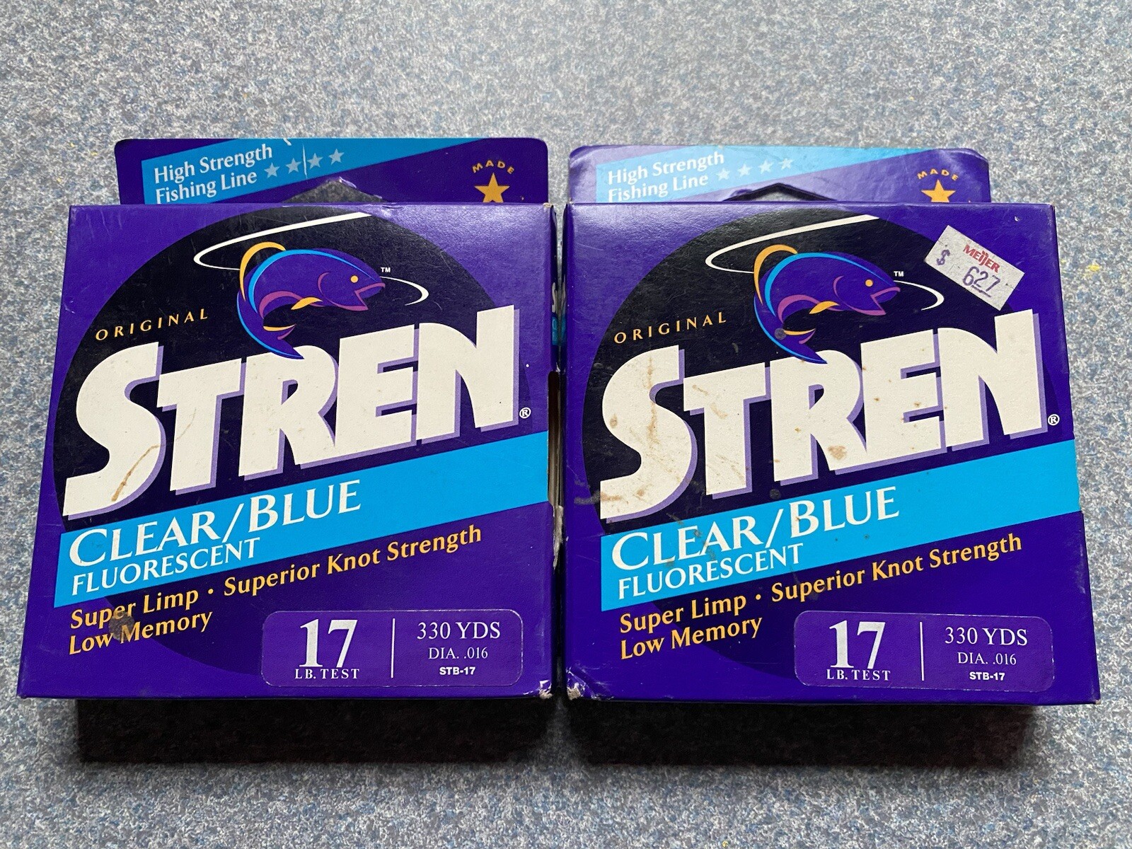 2 Unopened Stren Fishing Line Clear /blue Fluorescent 17 LB. Test 330 Yards