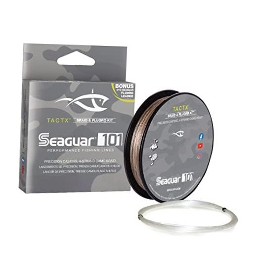 TactX Braided Fishing Line & Fluoro Kit, with Free Leader 10lbs/150yds Camo