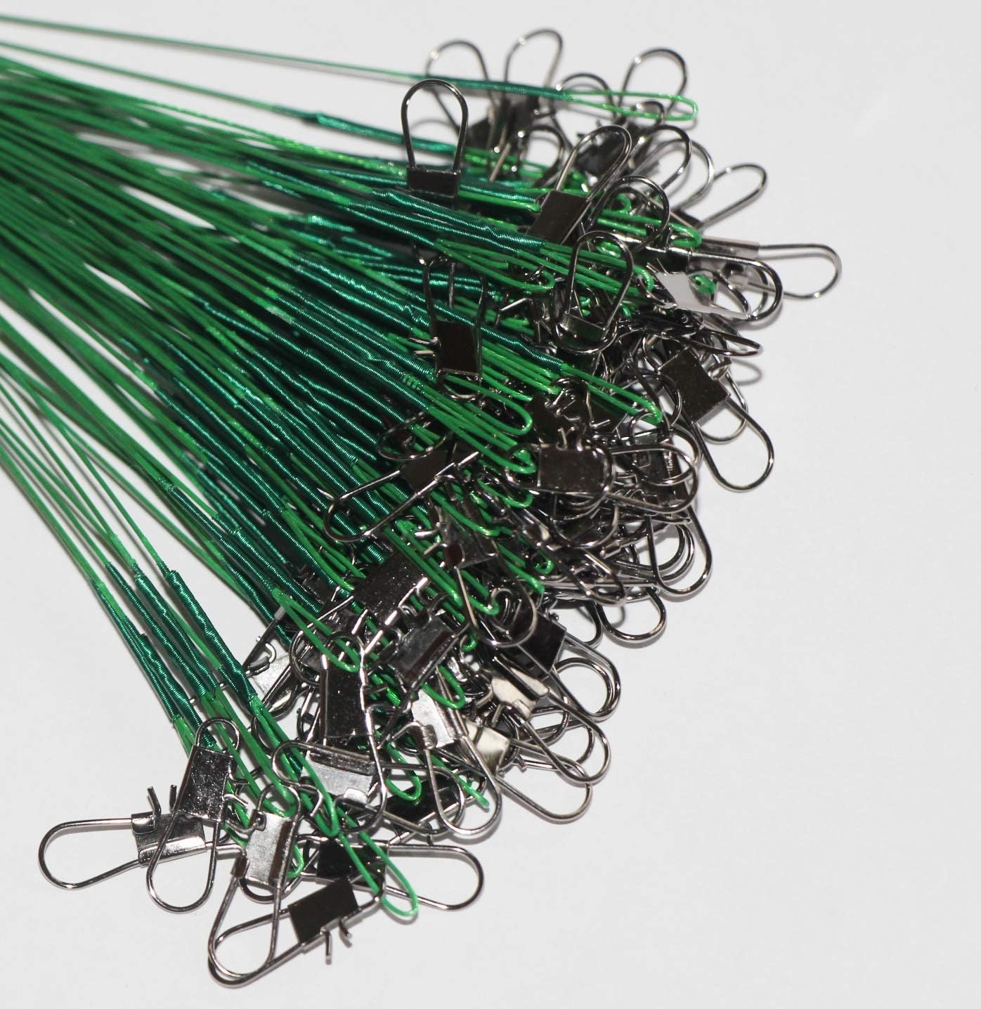 60pcs Fishing Wire Leaders Nylon-Coated Line with Green