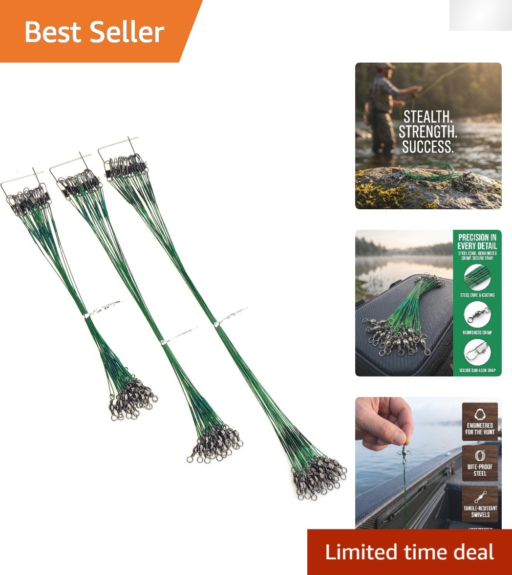 60PCS Stainless Steel Fishing Leaders Set in 6in, 8in, 10in Sizes – Durable &…