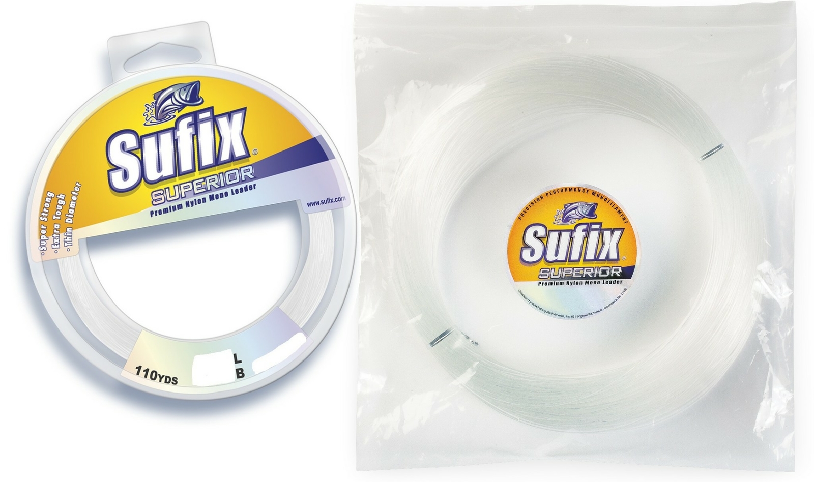 Sufix 688 Superior Monofilament Leader Clear 250 300 400 lb test NIP 110Yd