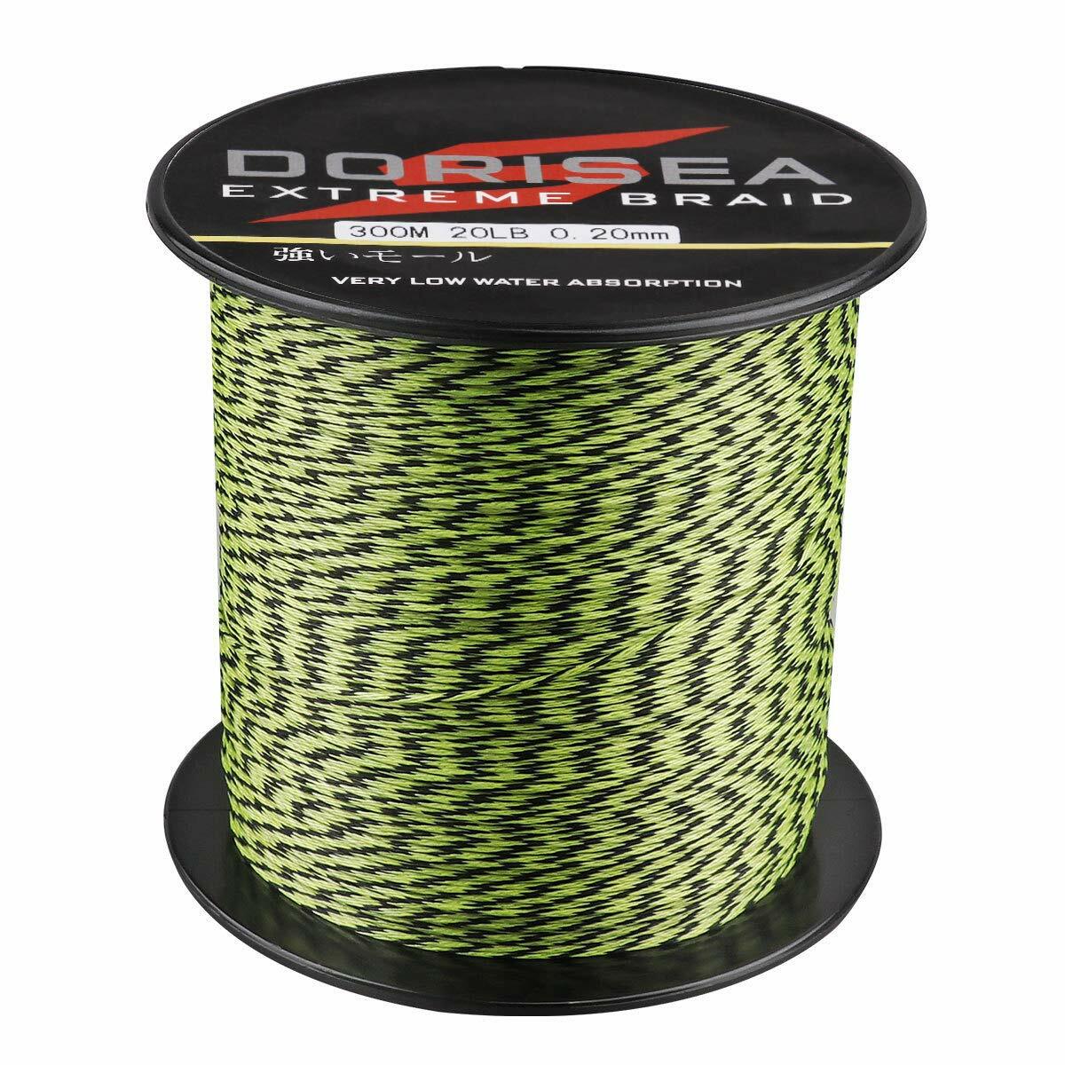 Dorisea 4 / 8 Strands 100M-2000M Green Black Spotty Braided Fishing Line 6-300lb