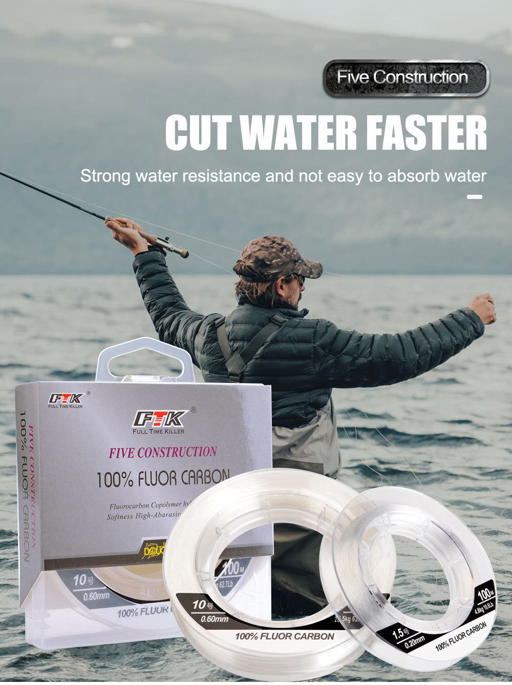 Dorisea 100% Fluorocarbon Fishing Line Carbon Leader Line Wire Big Game 50m 100m