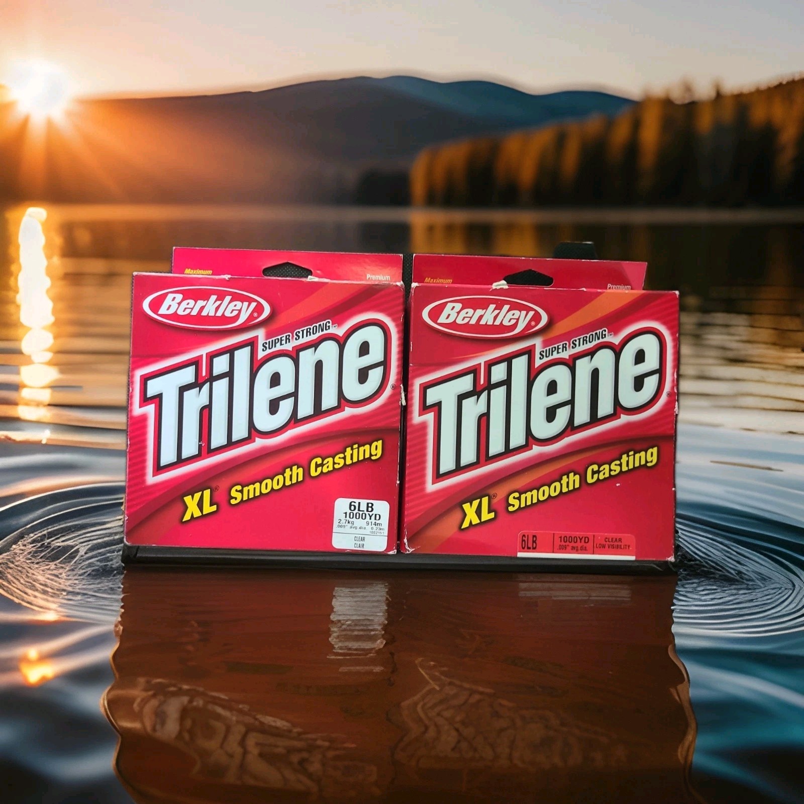 (2) Berkley Trilene XL Mono Fishing Line (1000 Yd each) 6lb Clear Low Vis .009