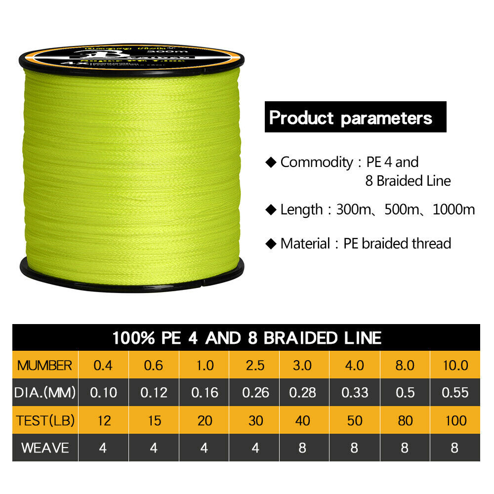 Super Strong Braided Fishing Line 4/8 Strands Fish Lines 328-1093Yds 12-100Lb