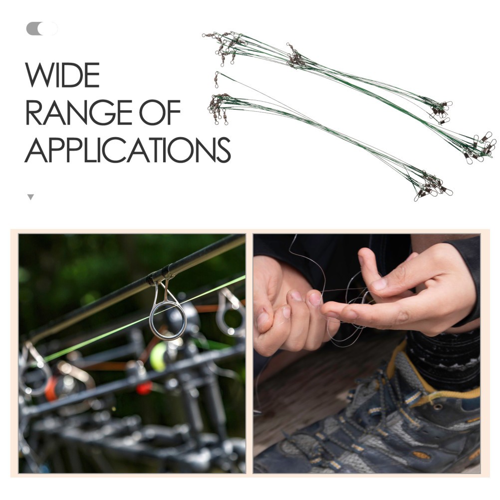 40Pcs Steel Wire Fishing Leader Kit with Swivels Snaps for Fishing Gear