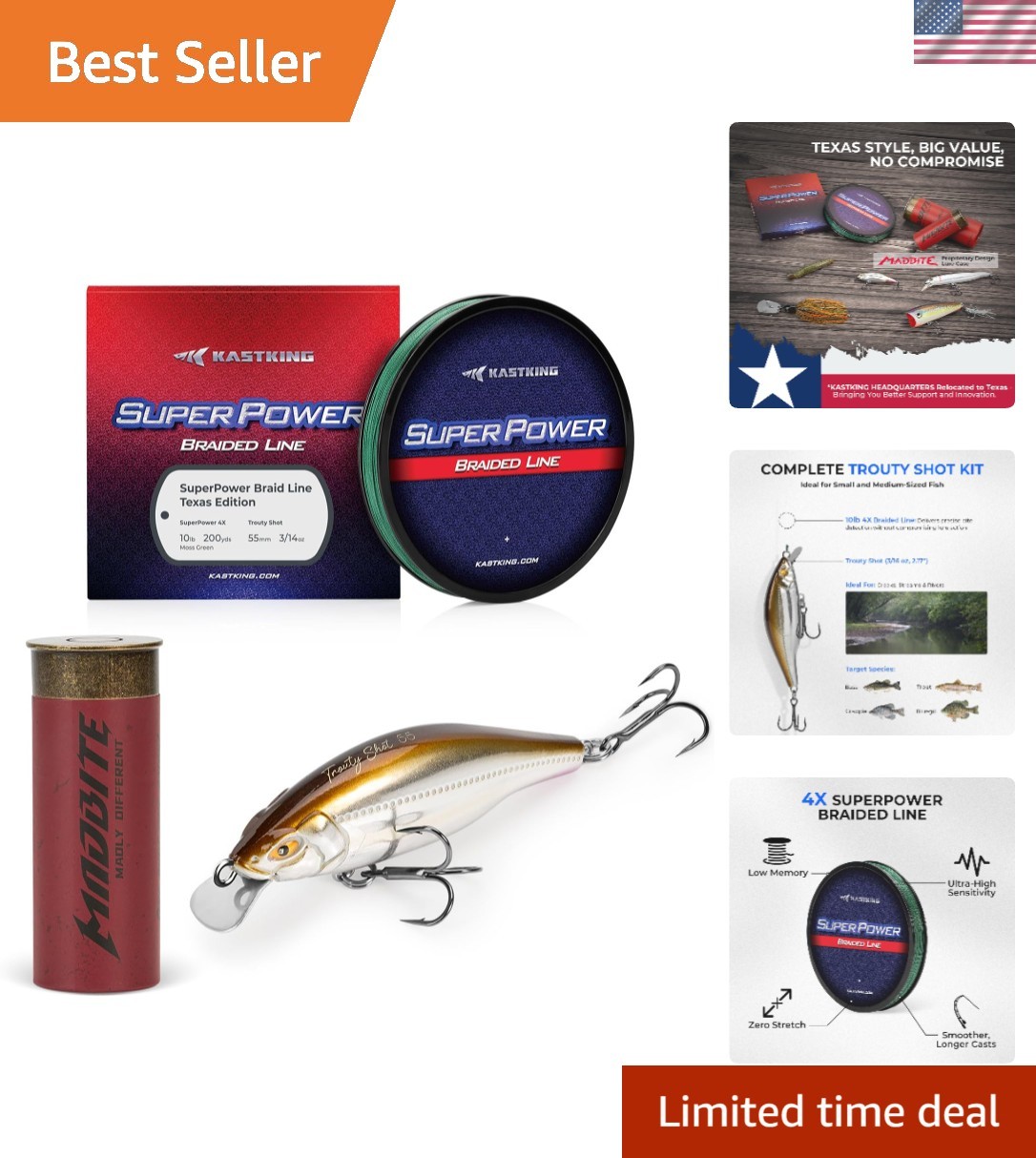 Versatile Freshwater Fishing Kit: 200yd 10lb Braided Line & Lure Included