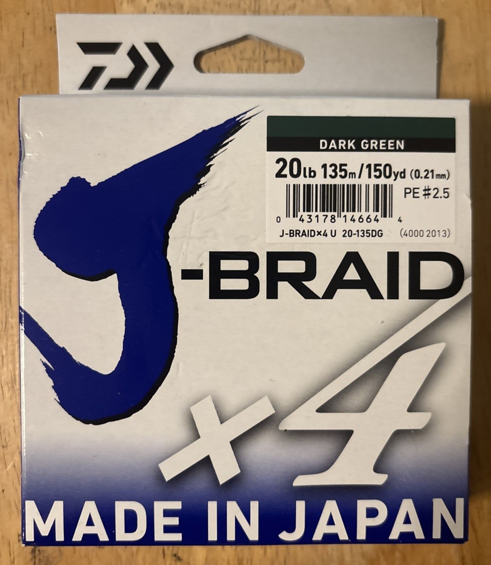 Daiwa J-Braid X4U 20-135DG – Dark Green (20lb 150yd) Fishing Line… FREE S&H!