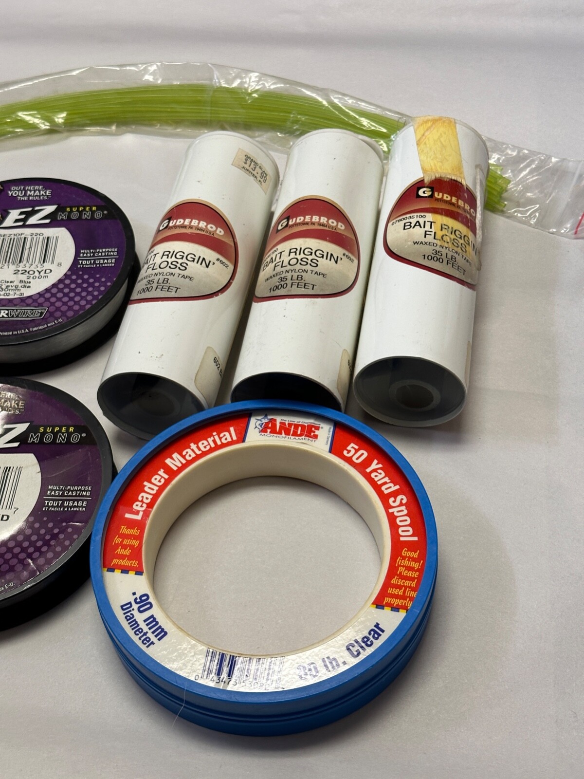 Mono Fishing line Lot, Rigging Floss Fishing Supply Lot – Spiderwire, Bass Pro..