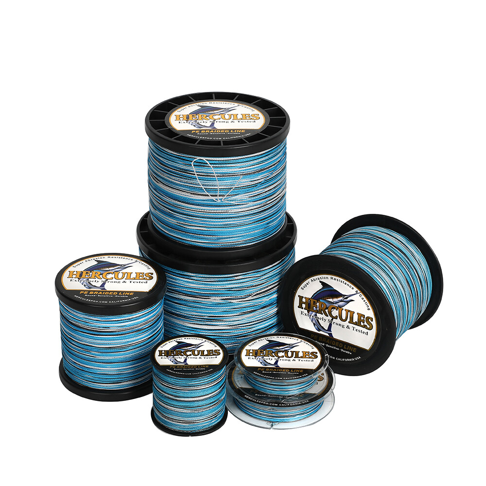 HERCULES Strong 6-300 lb Test Braid Fishing Line Blue Camo 4 8 Strands Big Game