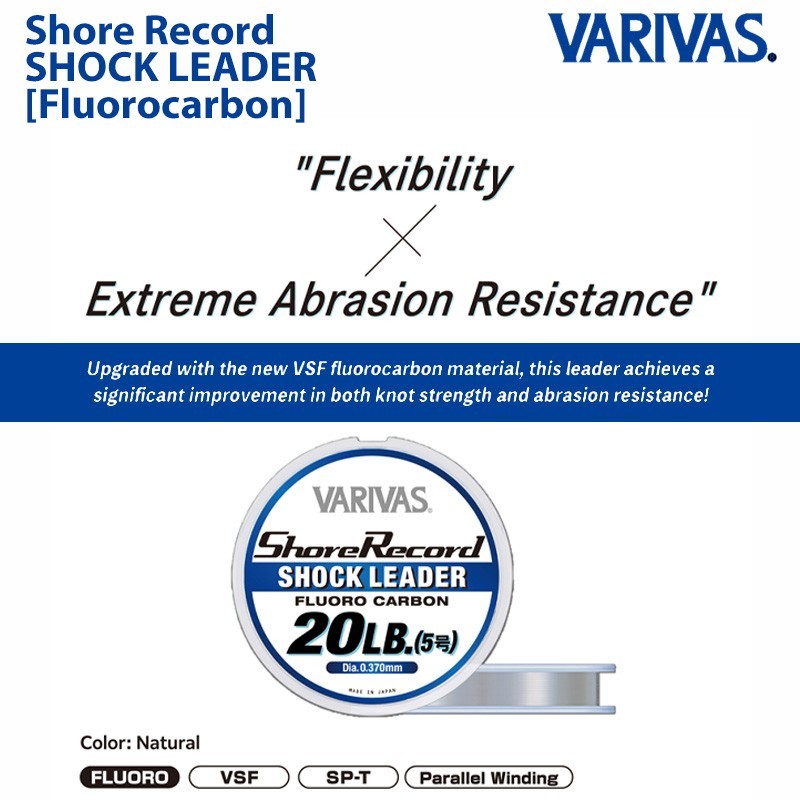 VARIVAS Shore Record Shock Leader FC Fluoro Carbon Line made in japan