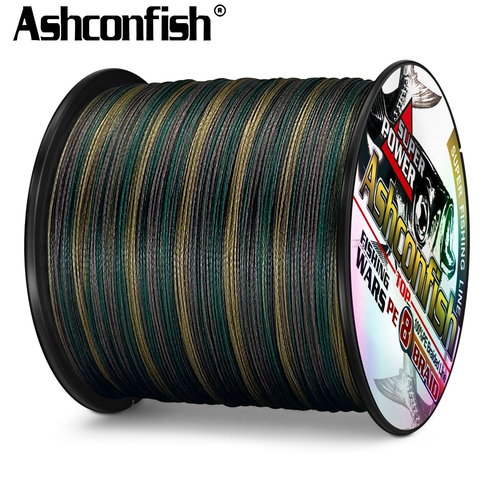 Ashconfish 8 Strands 100m-2000m PE Braided Fishing Line Camo Line X8 6lbs-300lbs