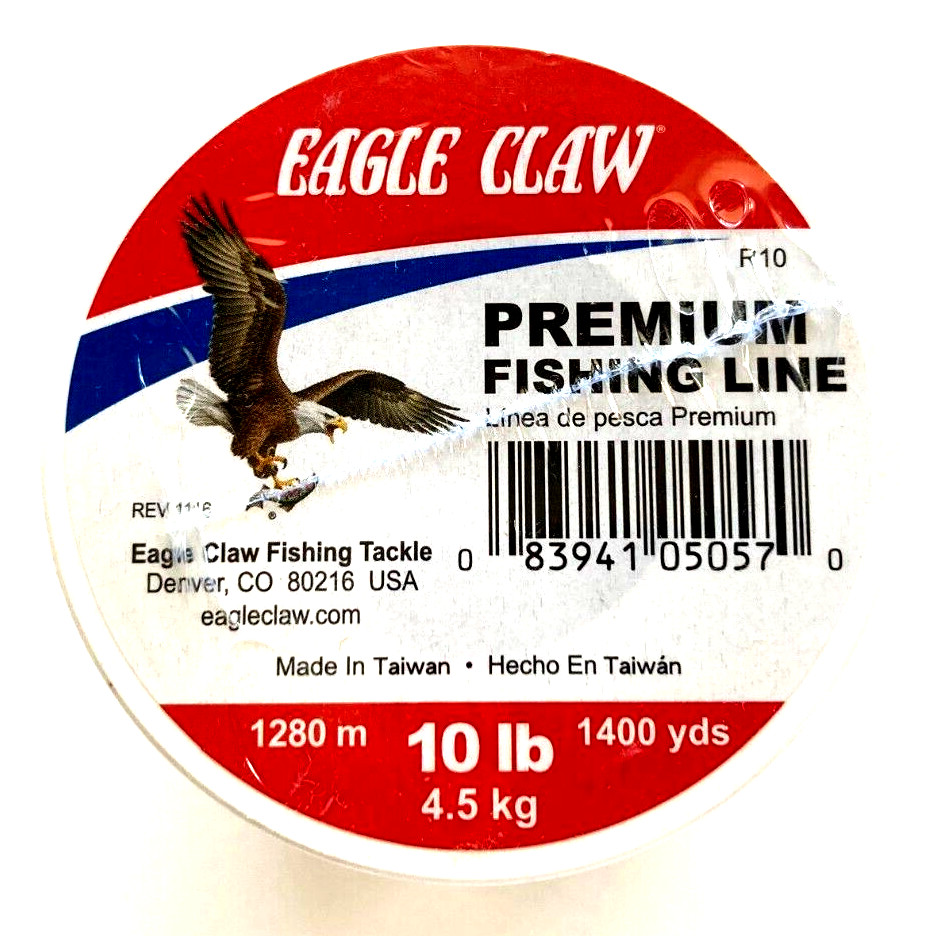 Eagle Claw Premium Fishing Line 10lb Test Clear 1400 Yards Spool – Free Shipping