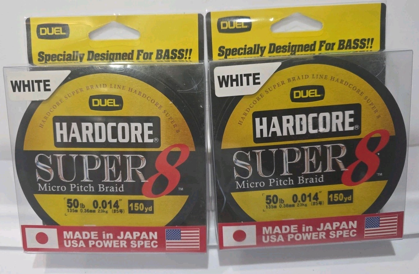 Lot of 2- Duel Hardcore Super 8 Braided Line Micro Braid 50lb Test 150yds White