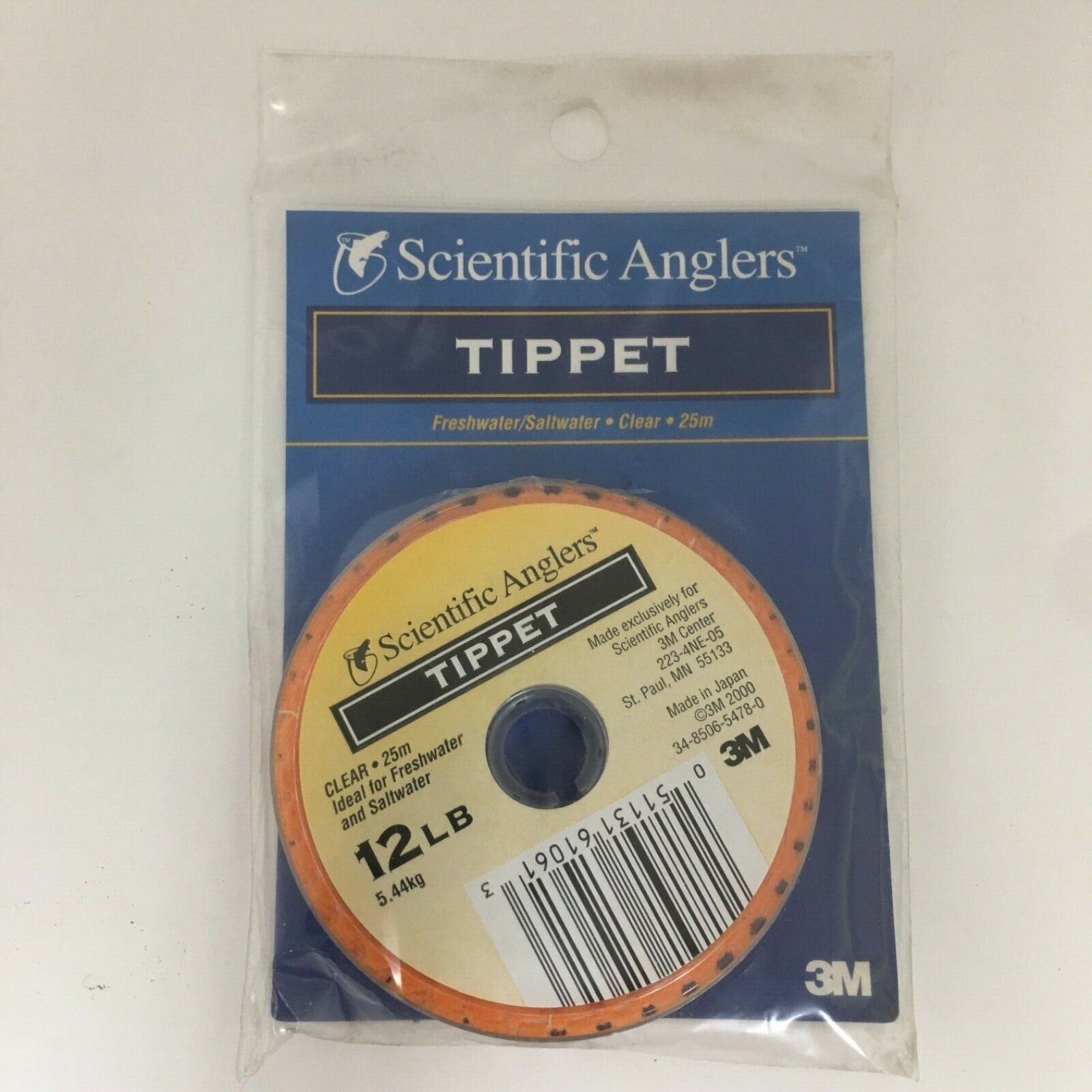 Scientific Anglers Tippet Fly Fishing Test Line Clear Spool 12lb 25m NOS