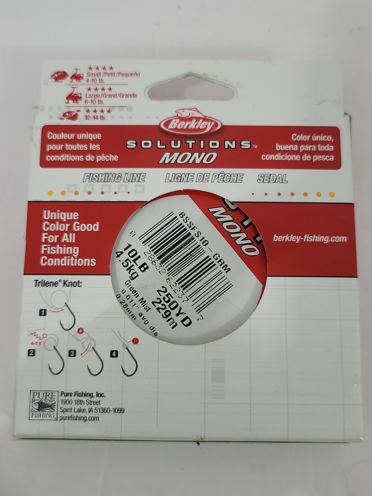 Lot of 2 Berkley Solutions MONO 10LB 250 YD green Mist