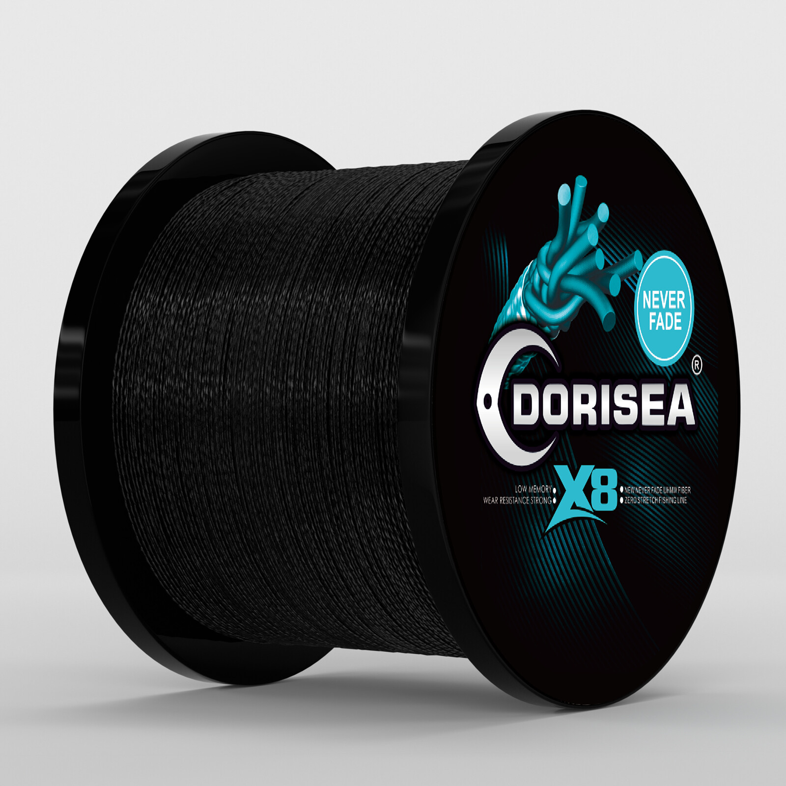 Dorisea NEVER FADE 8 Strands Black PE Braided Fishing line No Dyeing 100m-2000m