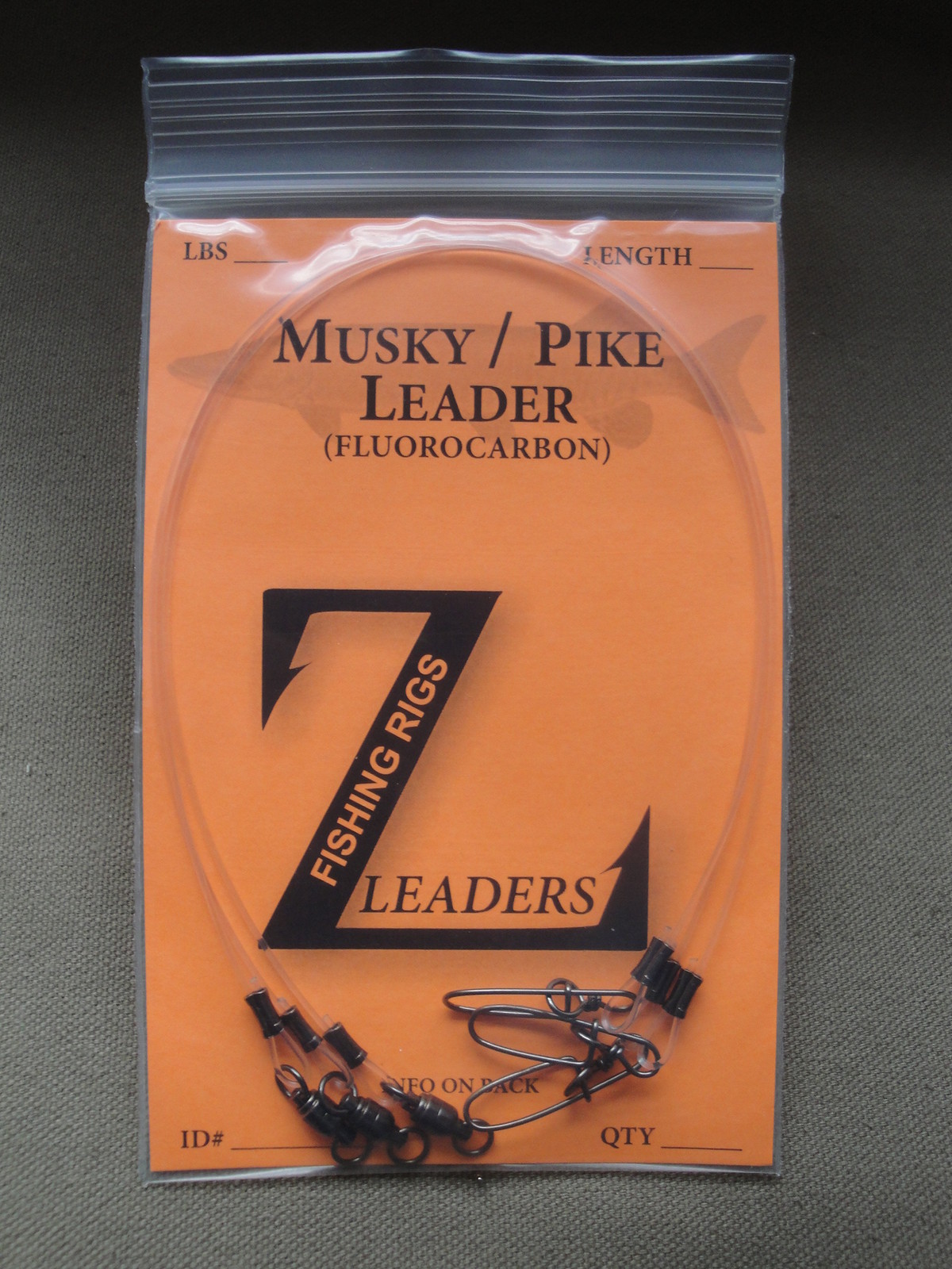 60# MUSKY FLUOROCARBON LEADERS (3-Pack) BEARING SWIVEL MUSKIE LEADER LURE BAIT
