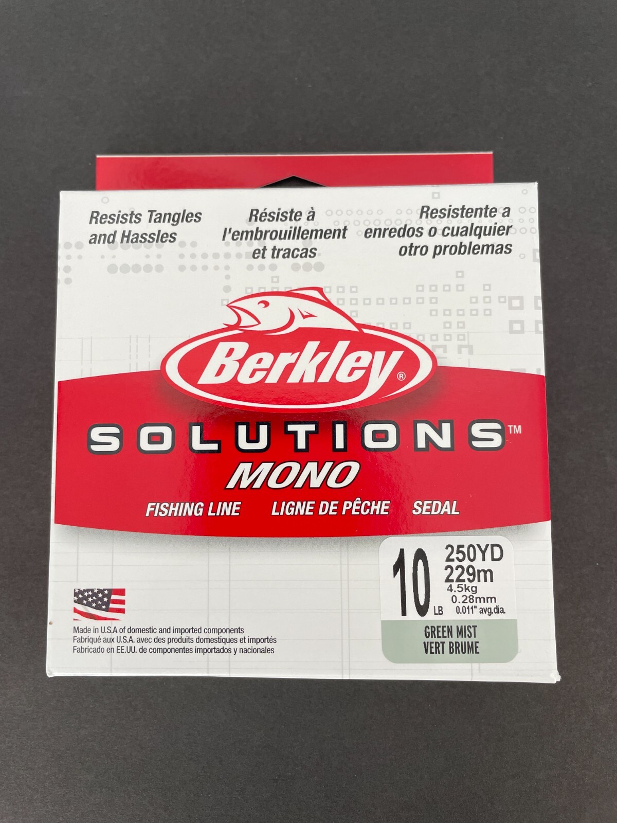 Berkley Solutions Mono Fishing Line 10 LB 250 YD 229m 4.5kg Green Mist BSSFS10