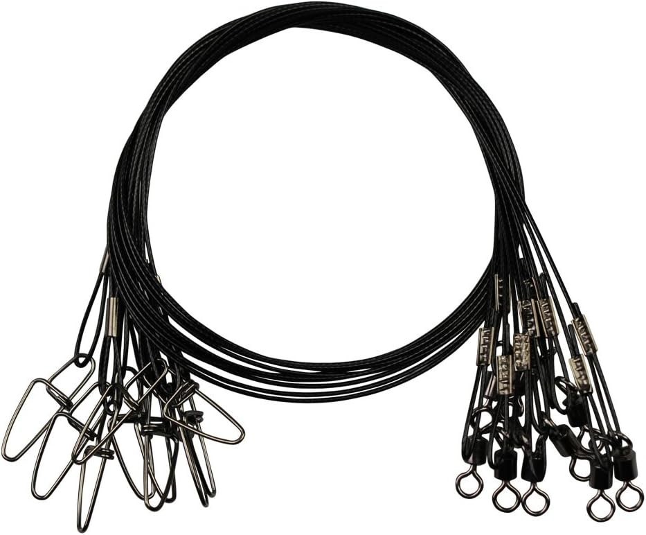 20 Pcs Heavy Duty Fishing Wire Leaders 150LB Stainless Steel 19 Inch with Swi…