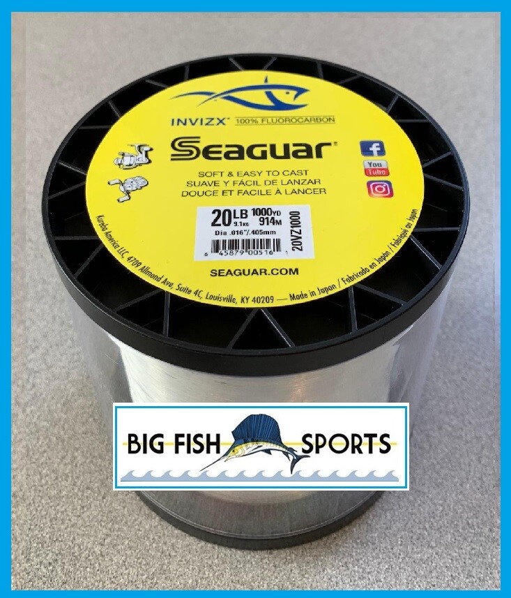 SEAGUAR INVIZX 100% Fluorocarbon Line 20lb/1000yd 20VZ1000 FREE SHIP 1000 YARDS
