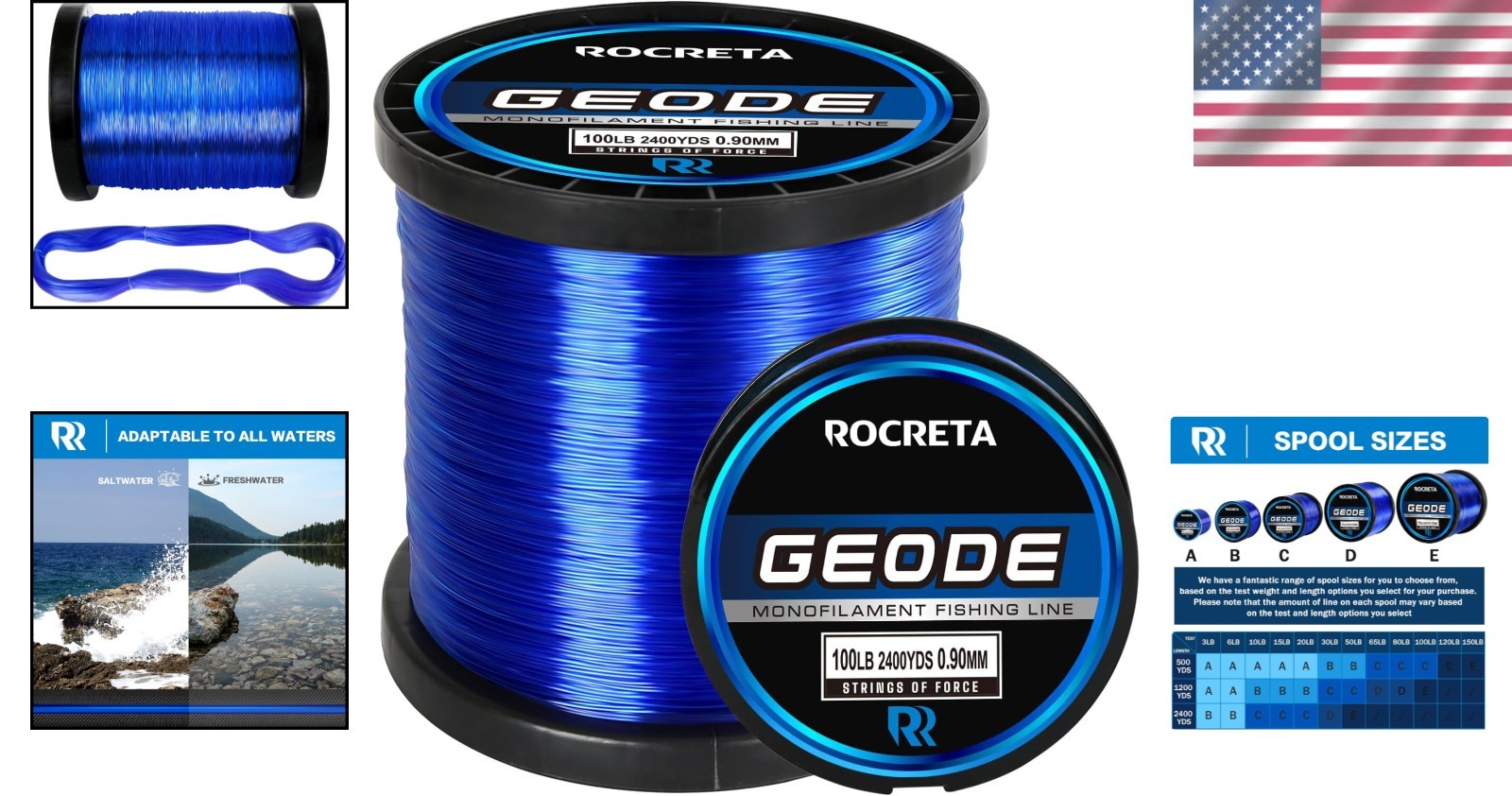 Geode Monofilament Fishing Line – Resistant Nylon Mono Fishing Line 3-100lb …