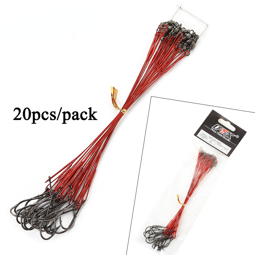 20Pcs/Lot Anti Bite Steel Fishing Line Steel Wire Leader With Swivel 20LB-80LB